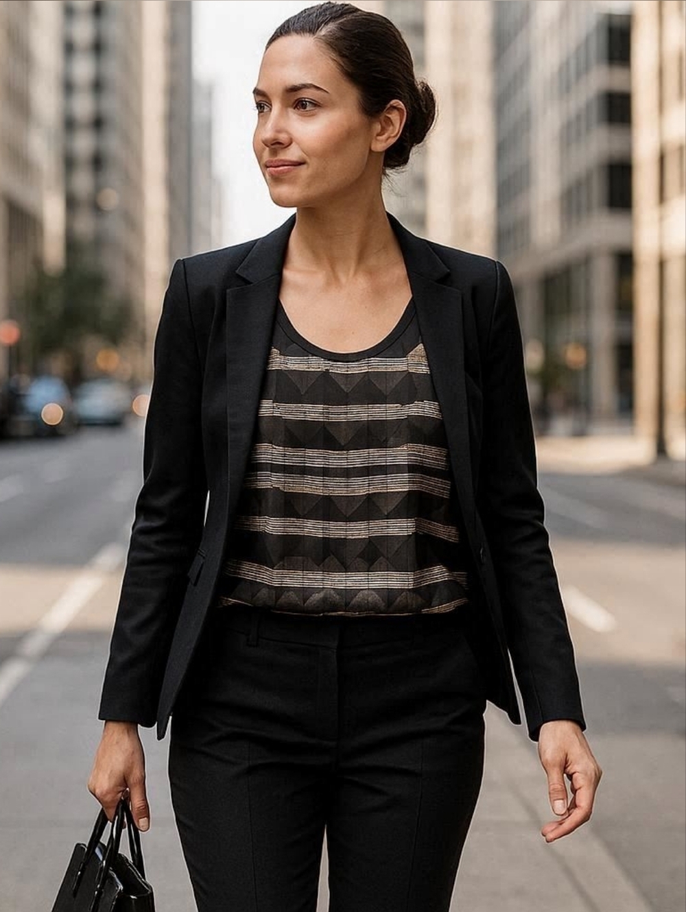 MEXX Black & Cream Geometric Sleeveless Camisole Sz 12